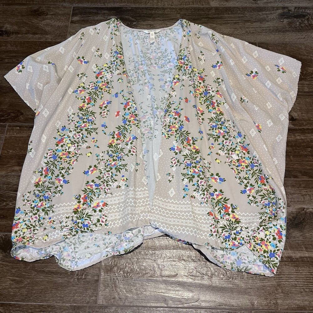 Matilda Jane Cardigan Women’s Size XS / S Beige Floral Duster Kimono Shirt